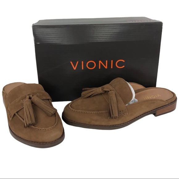 🆕 Vionic Reagan Tassel Nubuck Leather Mules - Picture 1 of 11